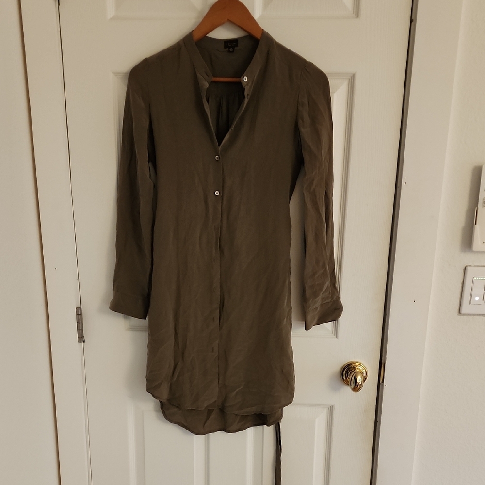 Babaton Khaki Silk Shirt Dress